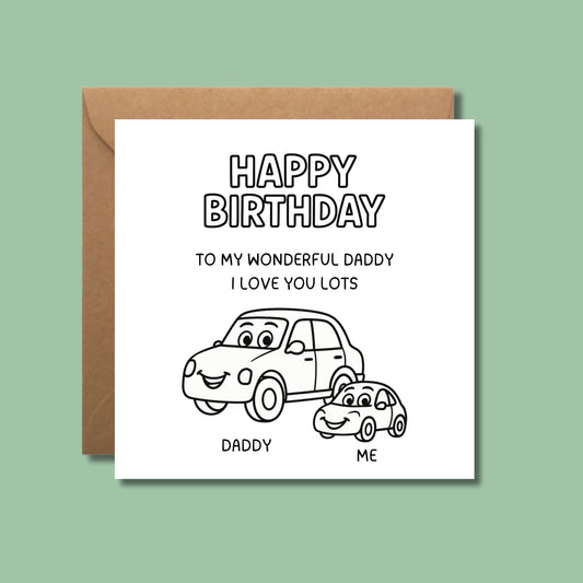 Happy Birthday Daddy Card - Colour In