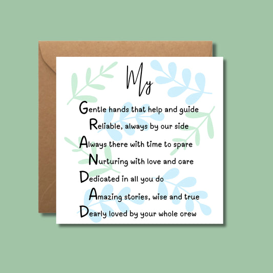 Grandad Poem Card