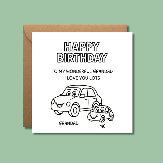 Happy Birthday Grandad Card - Colour In