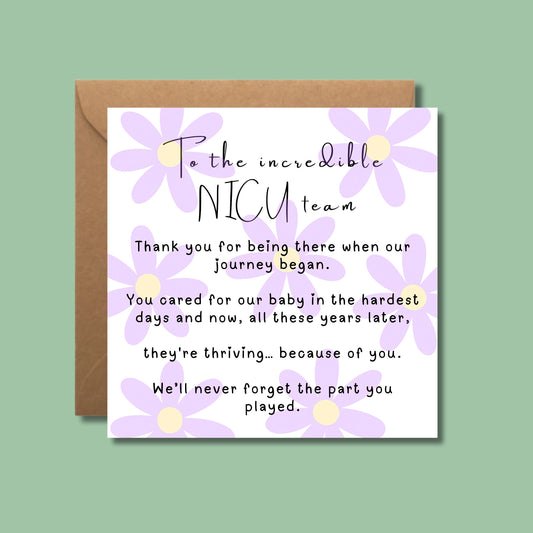 NICU Thank You Card