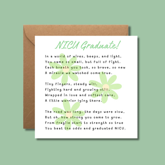 NICU Graduate Poem Card