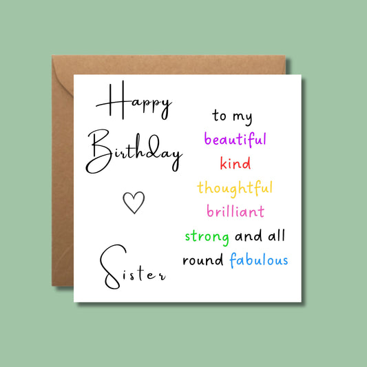 Sister Birthday Card