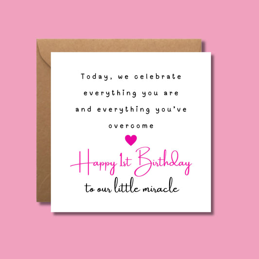 First Birthday Card for ex NICU baby