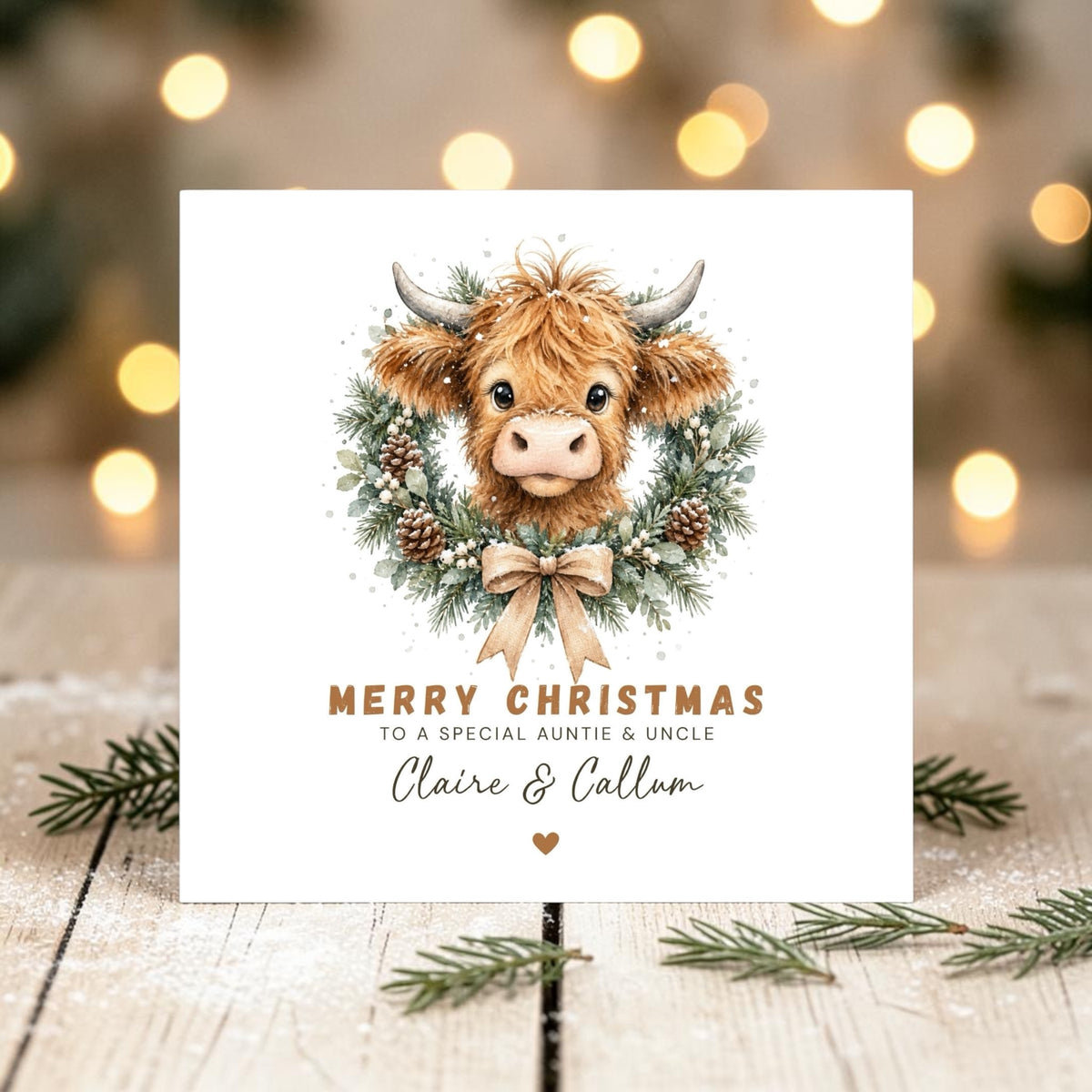 Highland Cow Christmas Card