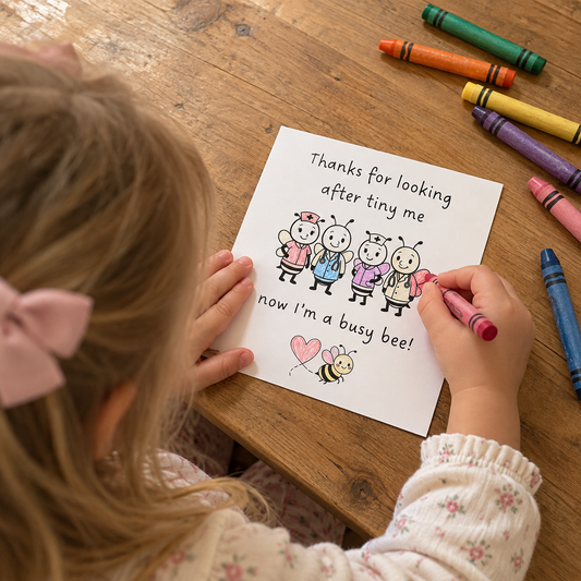 NICU Thank You Card From Ex NICU Baby  - Colour In