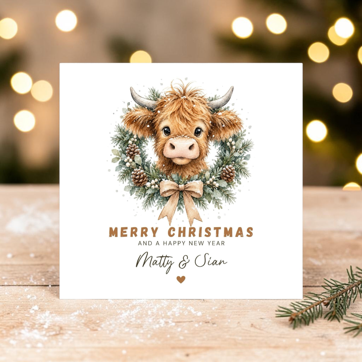 Highland Cow Christmas Card