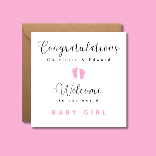 Personalised Baby Girl Card