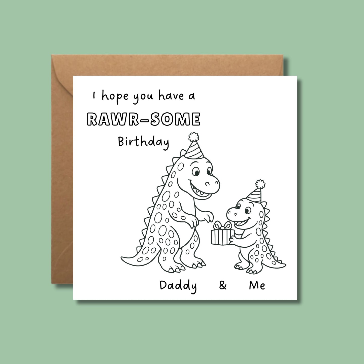 Happy Birthday Daddy Card - Colour In