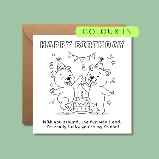 Personalised Friend Card for Kids - Colour In