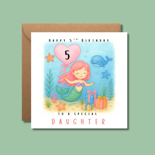 Personalised Mermaid Happy Birthday Card
