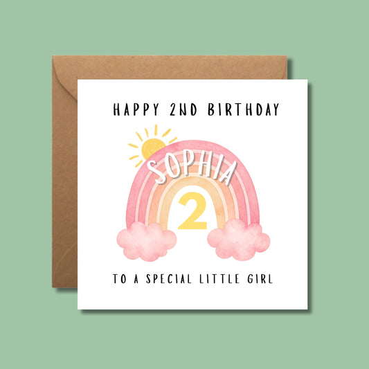 Personalised 2nd Birthday Card