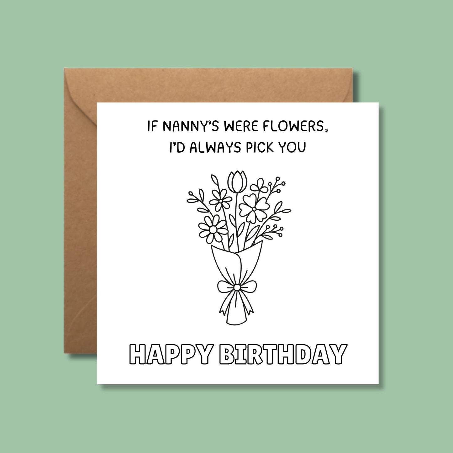 Nanny Birthday Card - Colour In