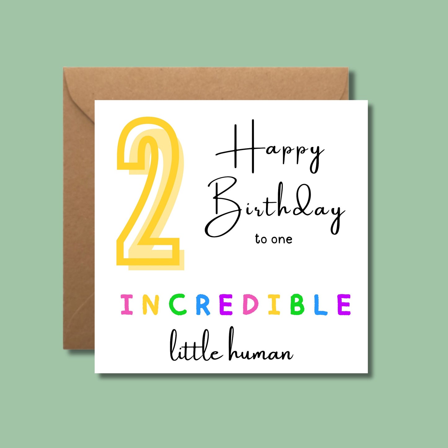 Second Birthday Card for incredible little human