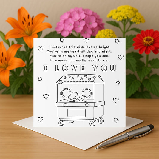 NICU Sibling Card - Colour In