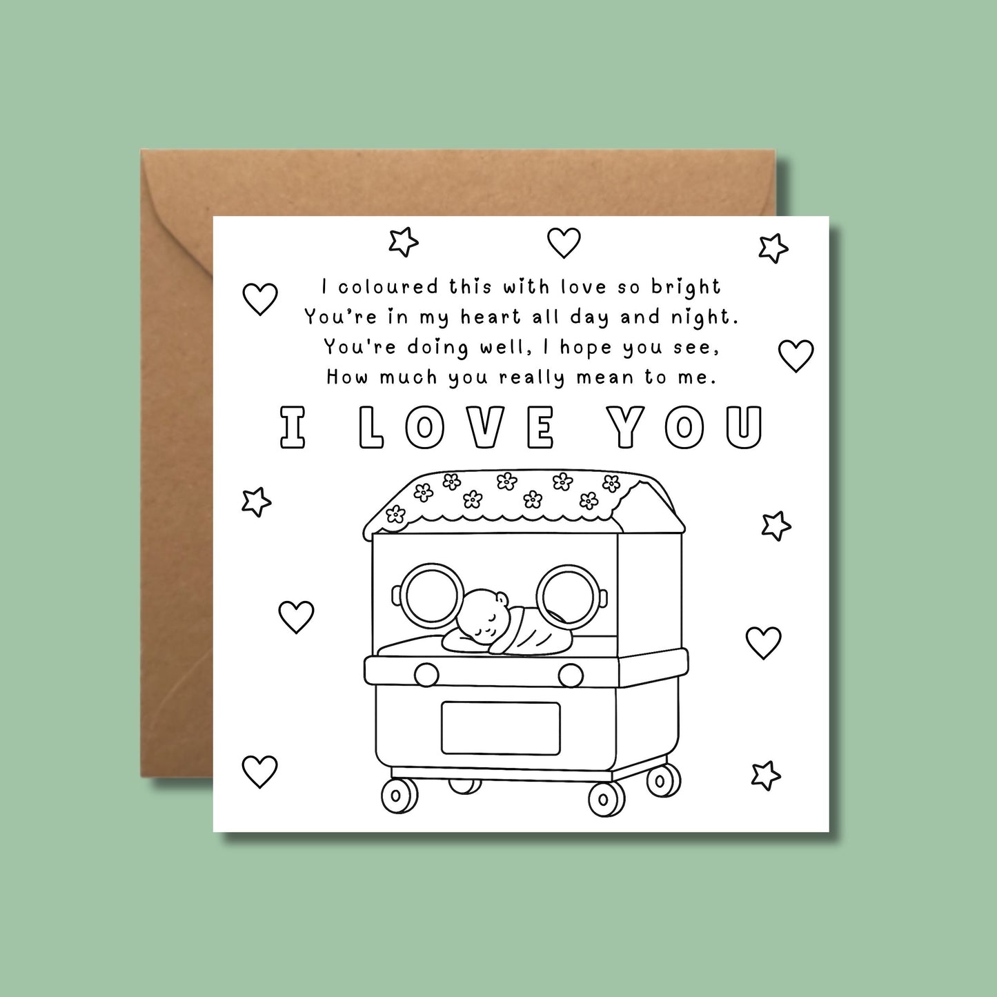 NICU Sibling Card - Colour In