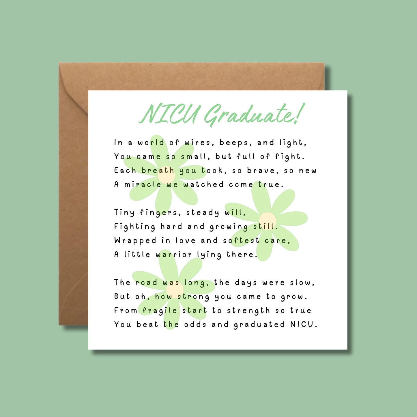 NICU Graduate Poem Card