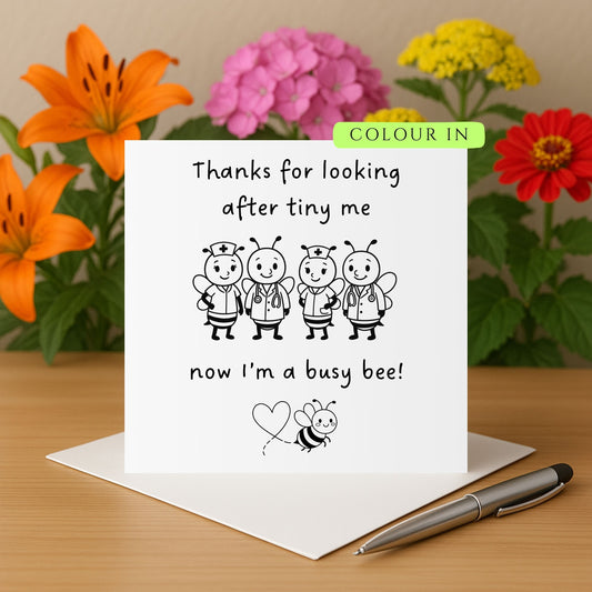 NICU Thank You Card From Ex NICU Baby  - Colour In