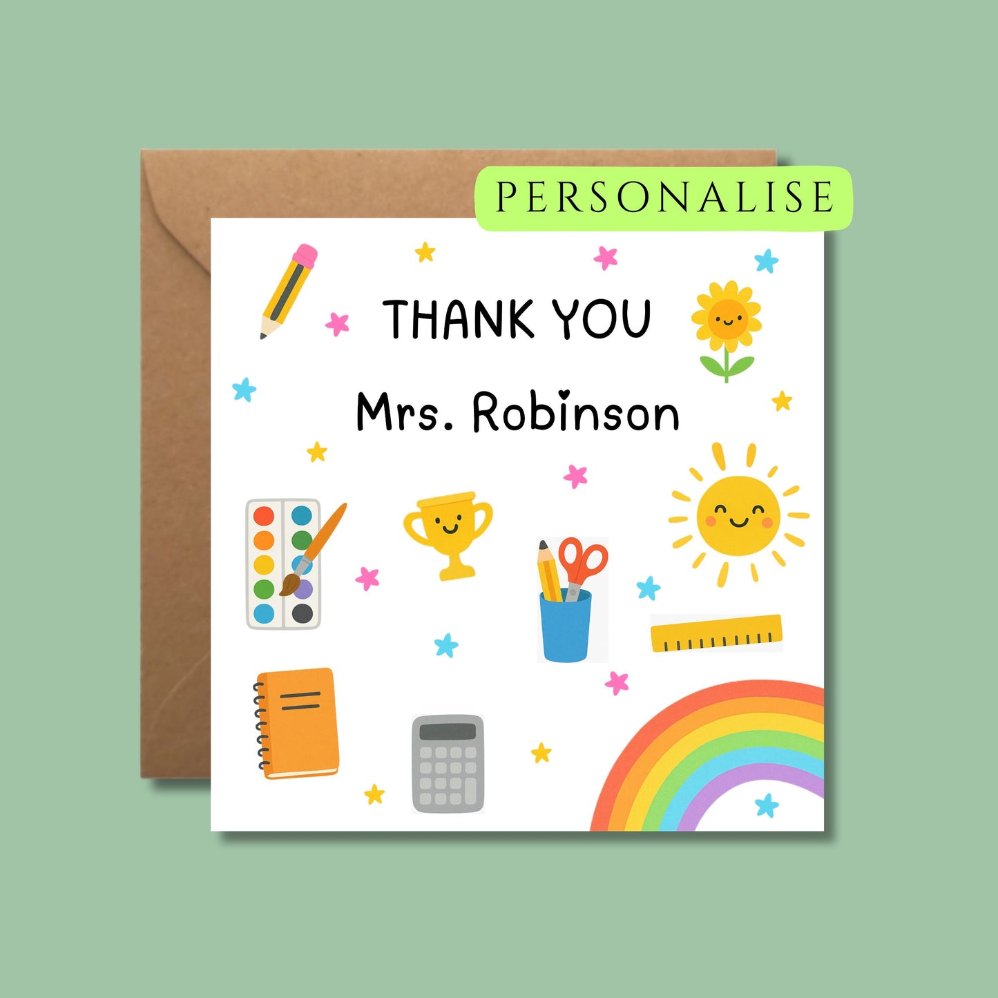 Teacher Thank You Card Personalised