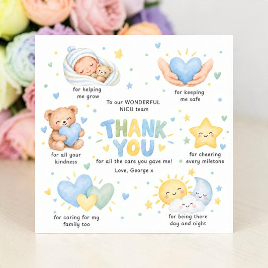 Wonderful NICU Team Thank You Card - Personalised