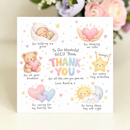 Wonderful NICU Team Thank You Card - Personalised