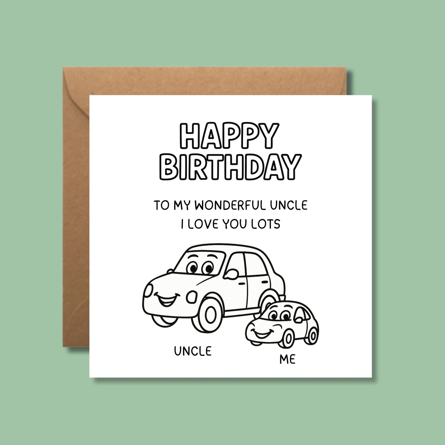 Happy Birthday Card for Uncle - Colour In