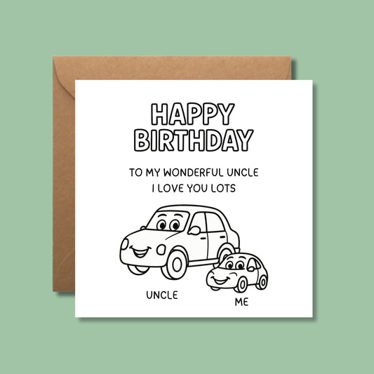 Happy Birthday Card for Uncle - Colour In