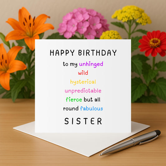 Funny Sister Birthday Card